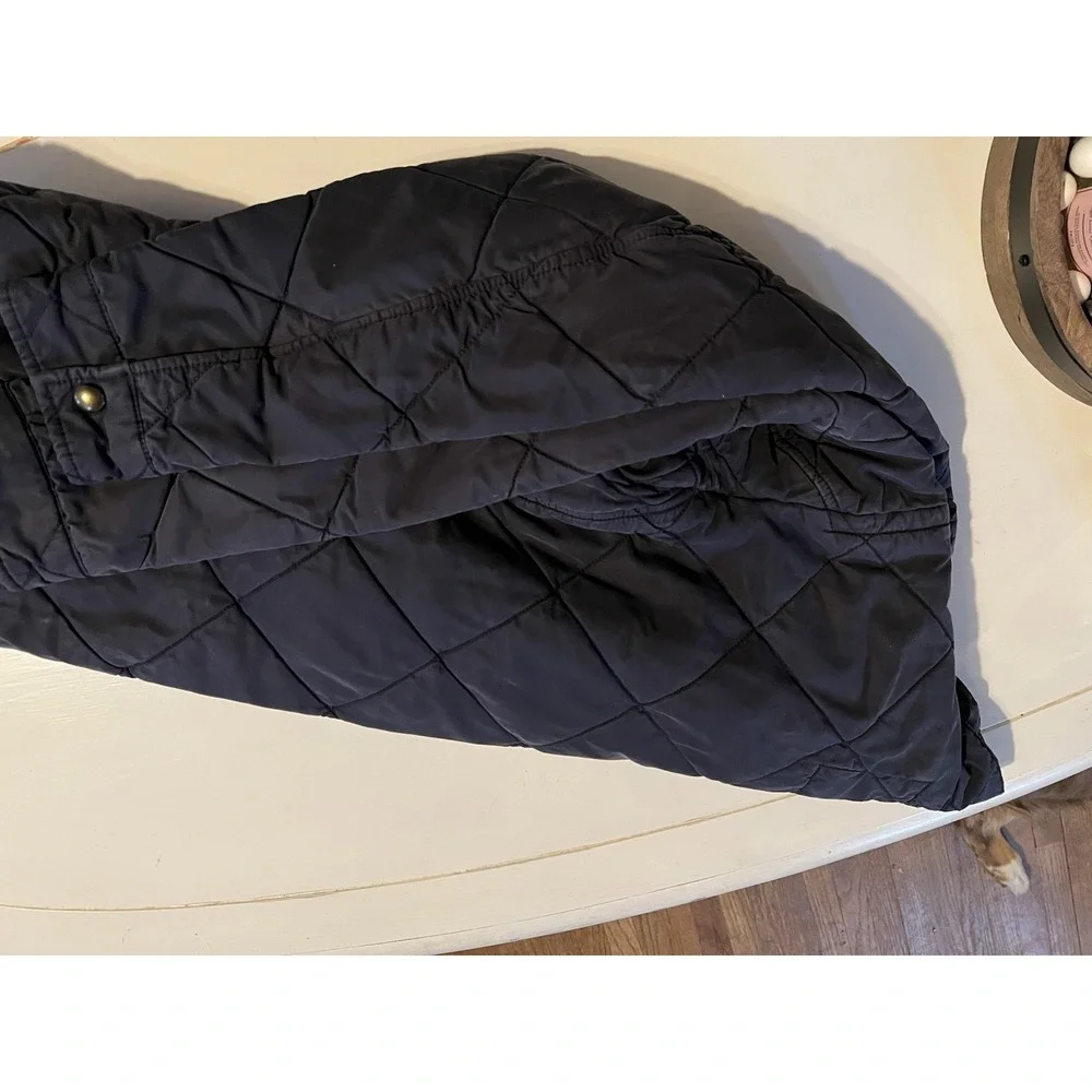 J Crew Quilted Utility Field Jacket Mens Small Navy Diamond Quilt Snap Zip